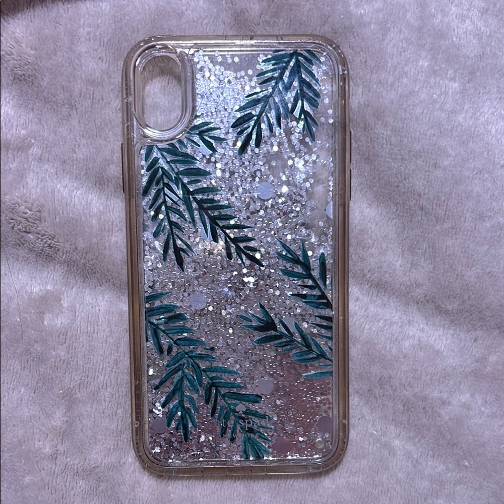 Kate Spade Floating Silver Sequins W/ Greenery iPhone XR Case. Great Condition